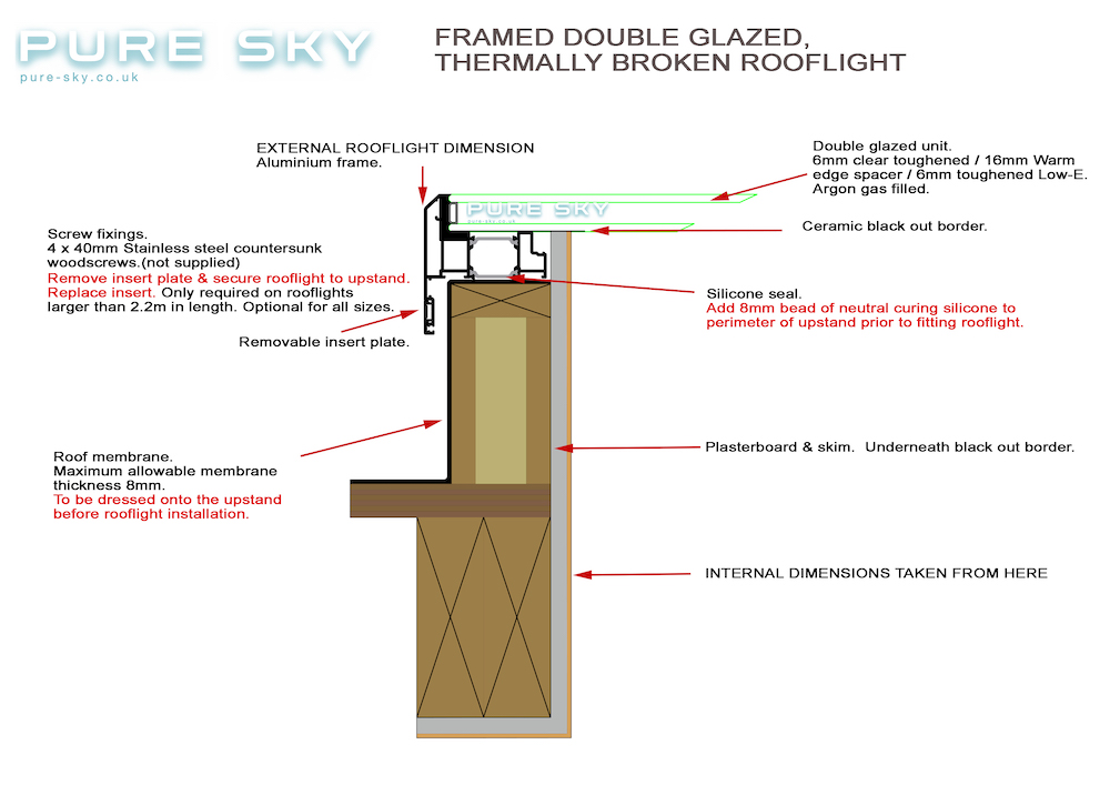 Pure Sky rooflights drawing instructions details Pure Sky rooflights drawing instructions details